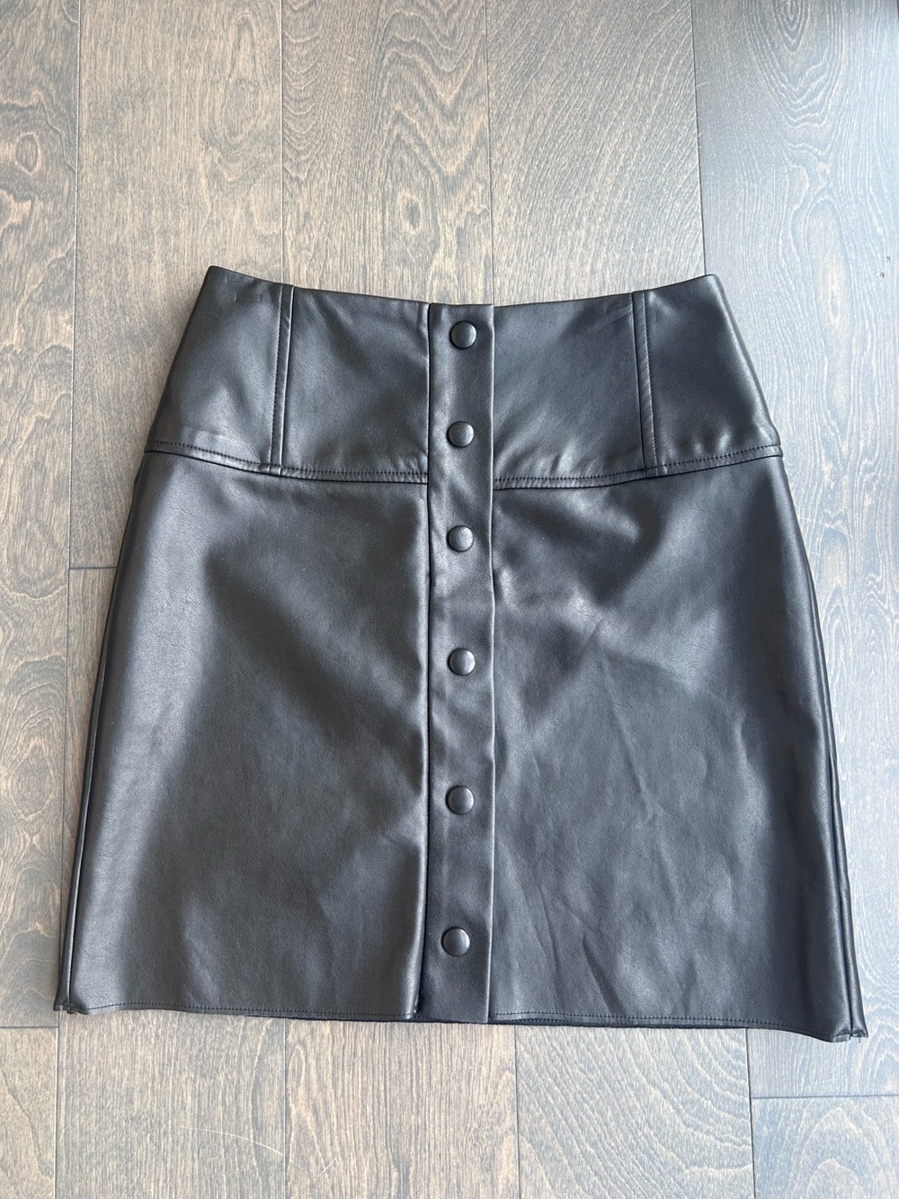 Wilfred Black Faux Leather Button-Front Mini Skirt